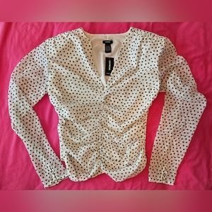 NWT Express White with Black polka-dots Top